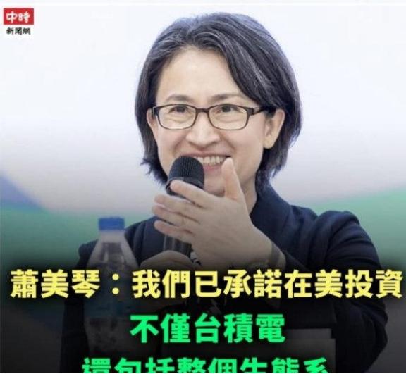 作为台当局的副领导人，萧美琴当着全世界的面做出承诺，台湾不仅要将台积电搬到美国，