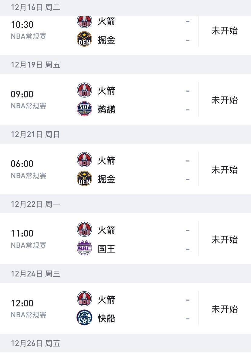 火箭未来六连客，两战掘金，圣诞大战湖人，大胆预测！2场掘金：一胜一负，卡位战一