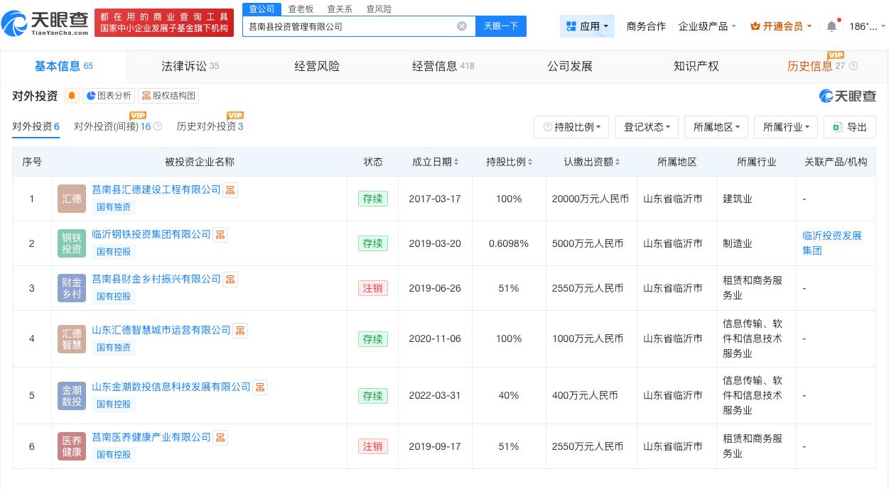 不干农业的基地建设公司涉多起纠纷不干农业的基地建设公司对外投资6家公司山东临