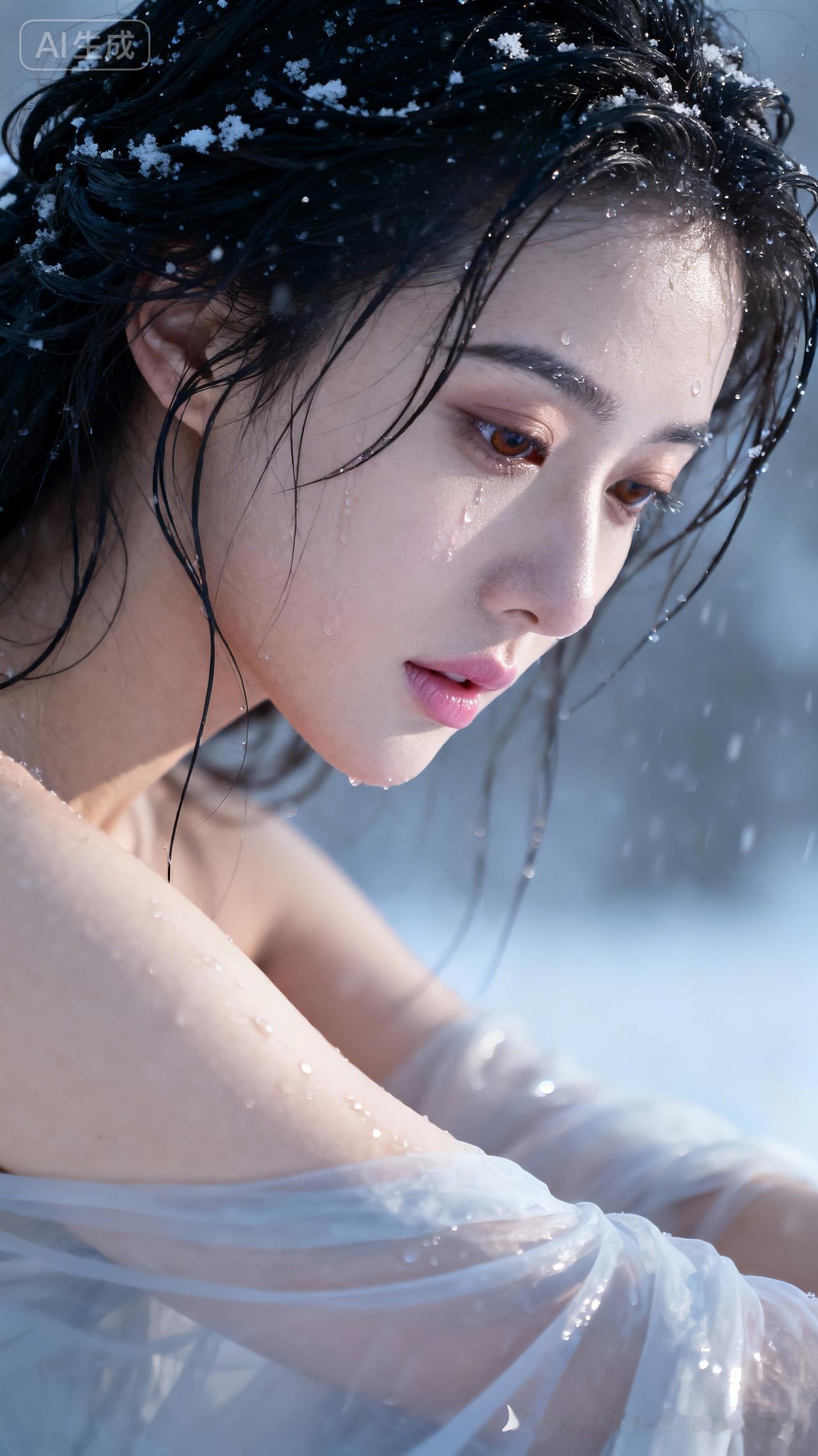 濛濛细雨中更显温柔，像仙女下凡，美得让人窒息。