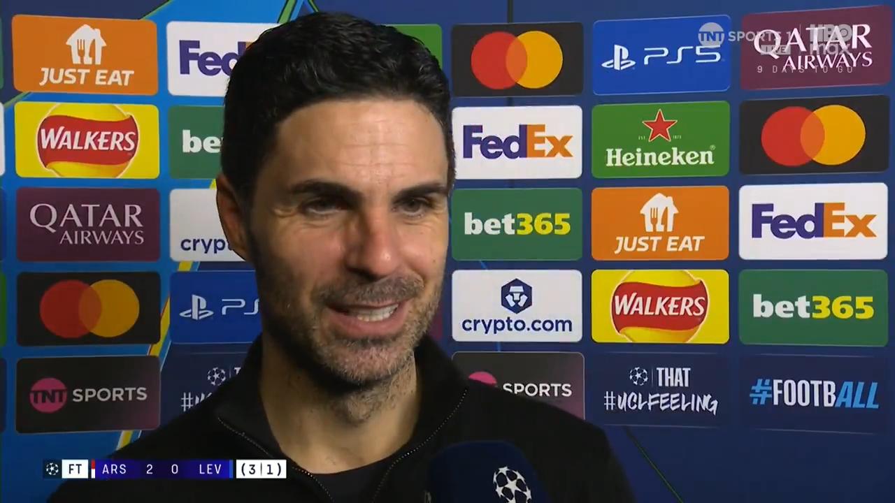 【塔帅：连换四人不是为了踢曼城】阿森纳在酋长球场2-0击败勒沃库森，以总比分3-