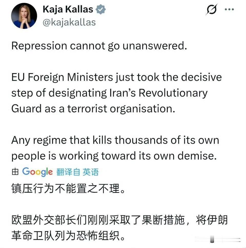 宣布，他们采取了果断而坚决的措施，将伊朗伊斯兰革命卫队列为恐怖组织。又是大功