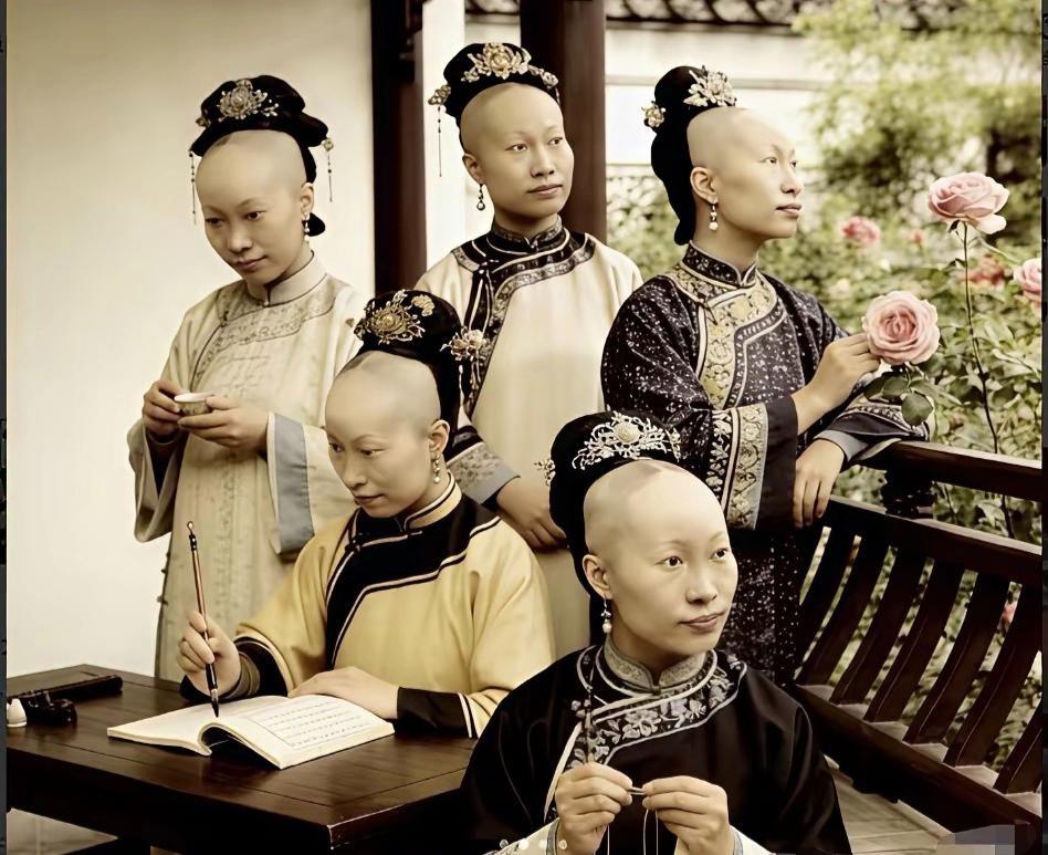 打死也不能信，竟然有人说这是清朝格格们的发型。为什么格格们前面是秃的？如果格格们