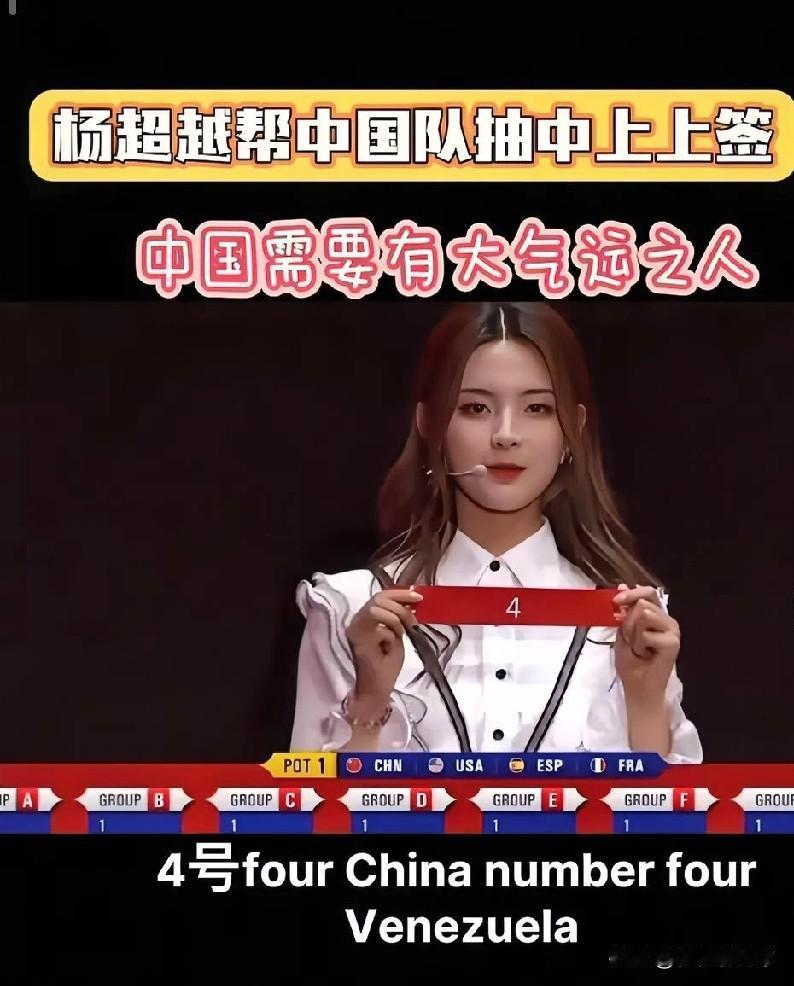 抽签现场惊现“锦鲤”！杨超越一出手，中国队直接抽中篮球世界杯上上签，她不愧是