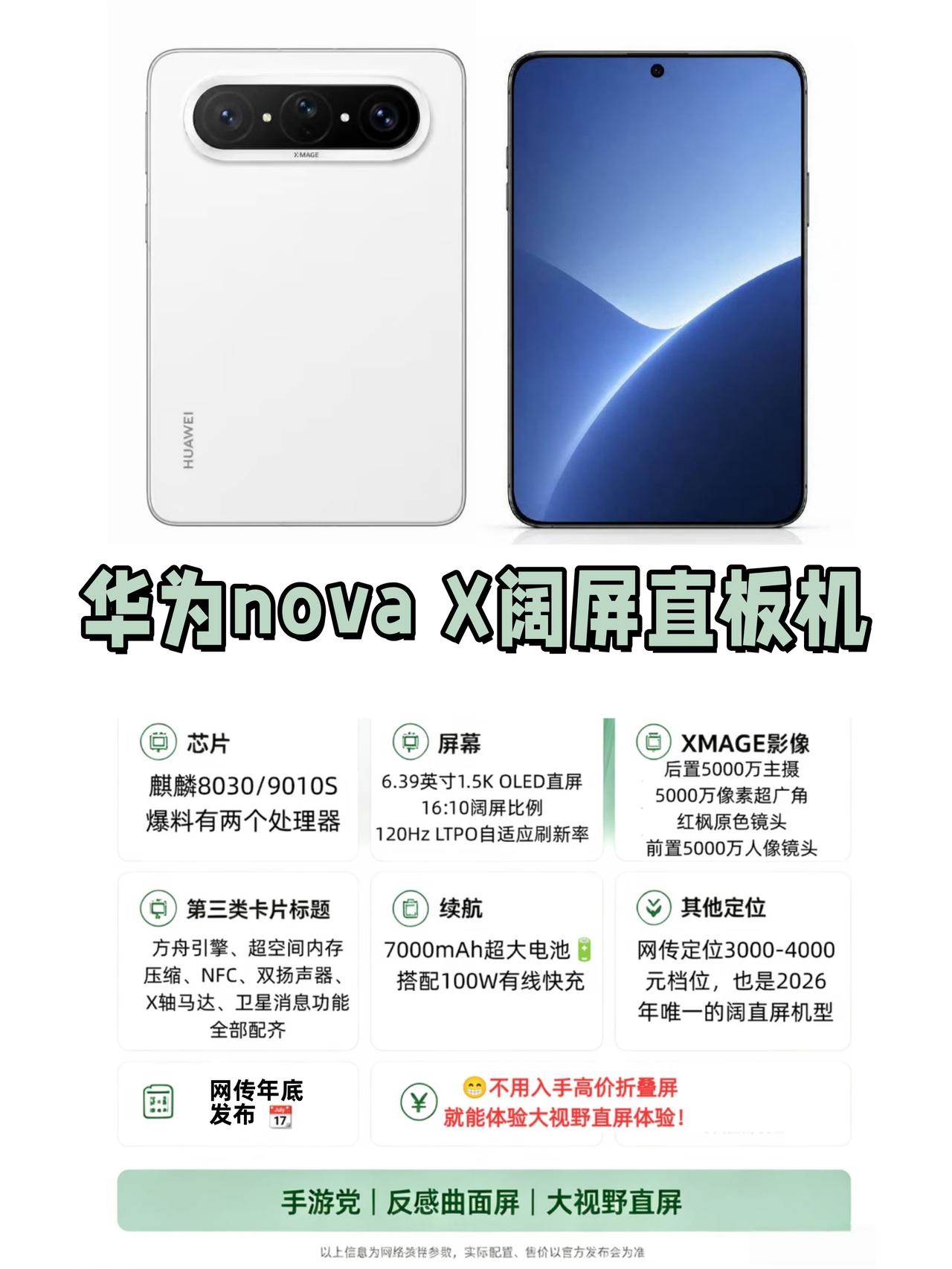 确定了！华为NovaⅩ阔直板屏年底上线？华为真的把阔屏玩出花来....刚刚