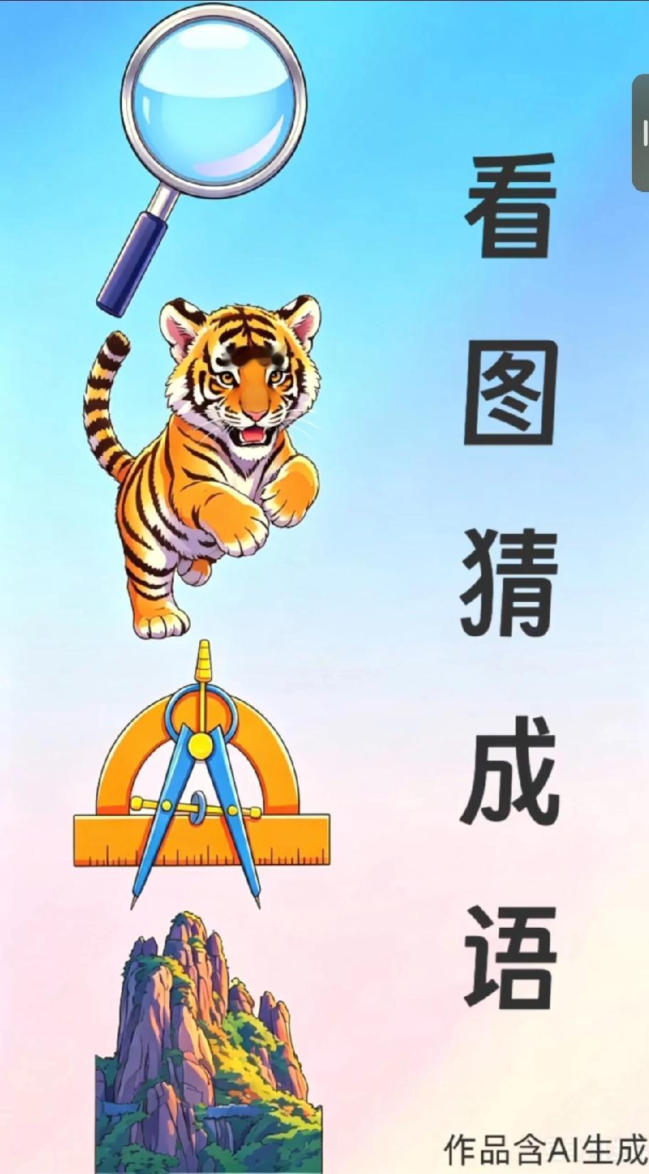 看图猜成语！老虎+工具+山峰，猜对的都是大神