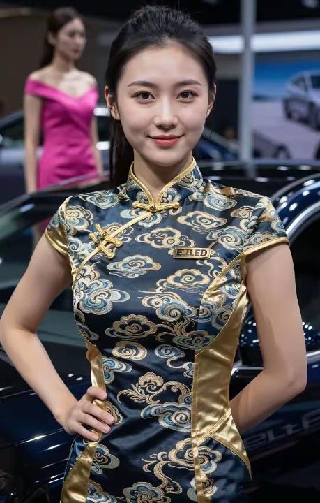 车模穿旗袍，这组合简直绝了！最近女车模穿旗袍的照片走红网络，她站在青砖灰瓦的巷子