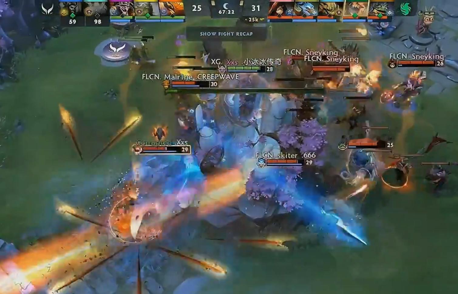 XG大好局势可惜中期出现多波脱节失误遭Falcons翻盘1:2输掉最后一个bo