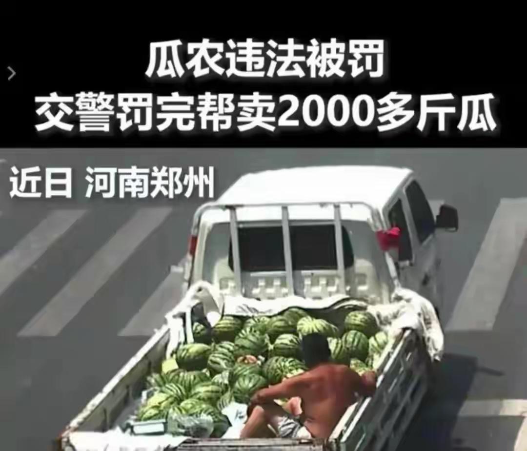 罚了200块，又掏110块买瓜。这事儿在上海普陀区火了。河南瓜农开车进城，路