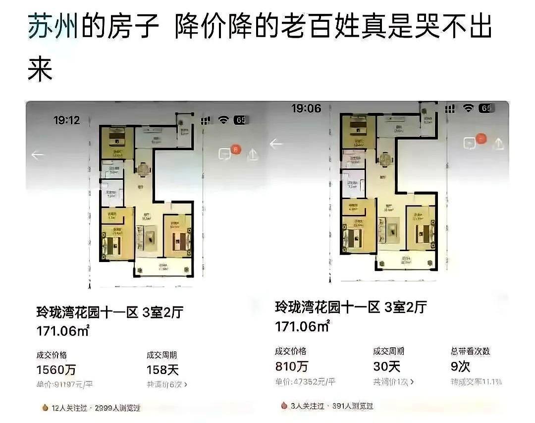 苏州房价跌了一半，网友吐槽不断。如今房地产形势大不如前，很难回到曾经的高光时刻