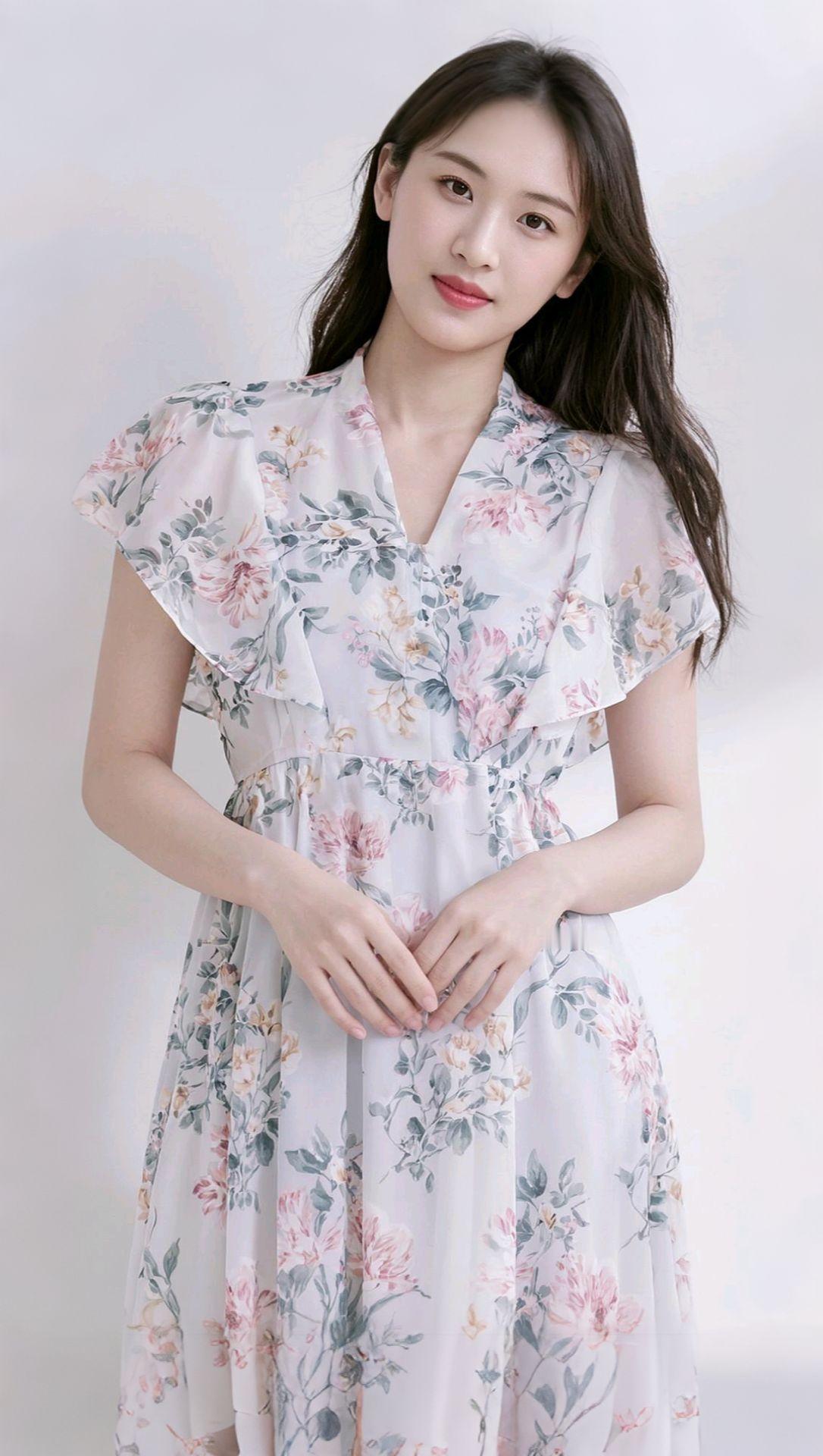 春日的碎花裙，如同一幅淡雅的水彩画，轻柔地描绘出季节的温柔。阳光透过花瓣的缝隙，