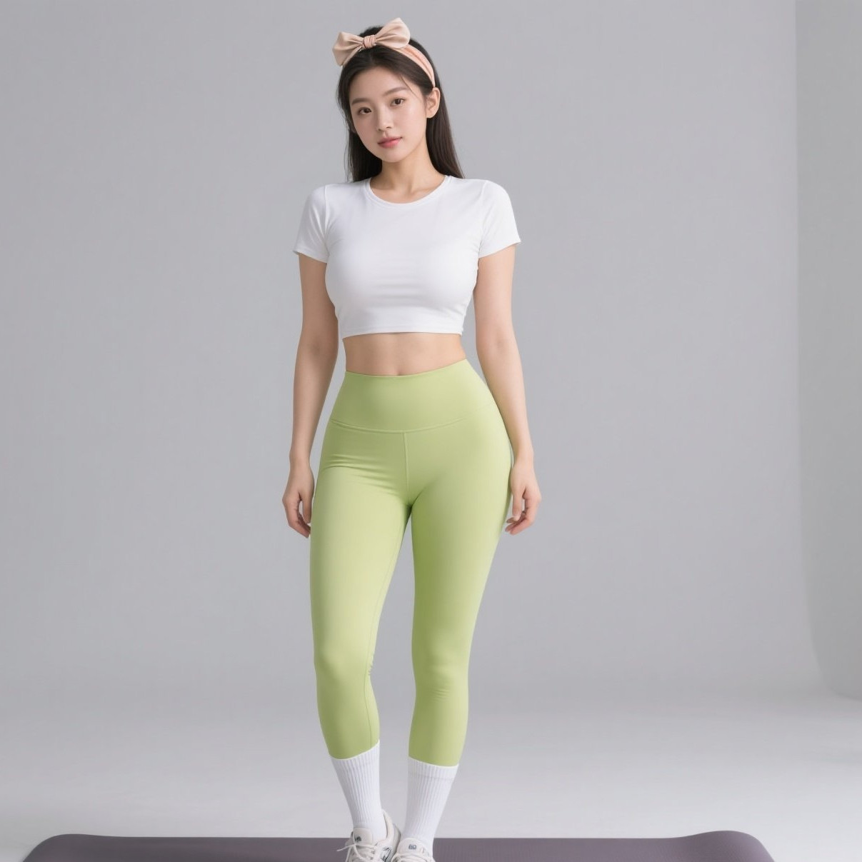 甜美女神普拉提打卡，柔美身段惹人怜爱