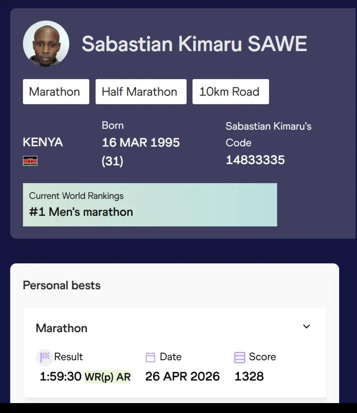 史诗级突破！伦敦马拉松，萨维跑出1小时59分30秒，成功打破马拉松世界纪录！
