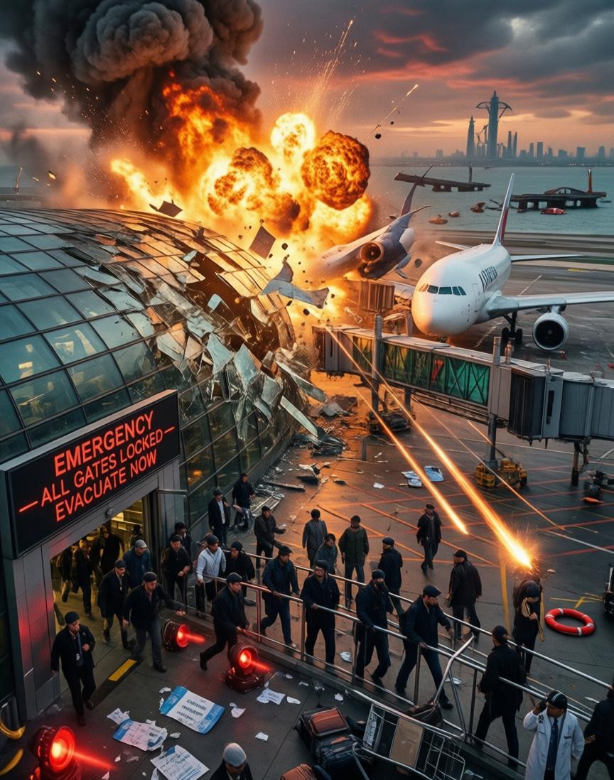 这事儿今天上午发生的——迪拜国际机场，突然传来剧烈爆炸声。候机楼里旅客被紧急疏散