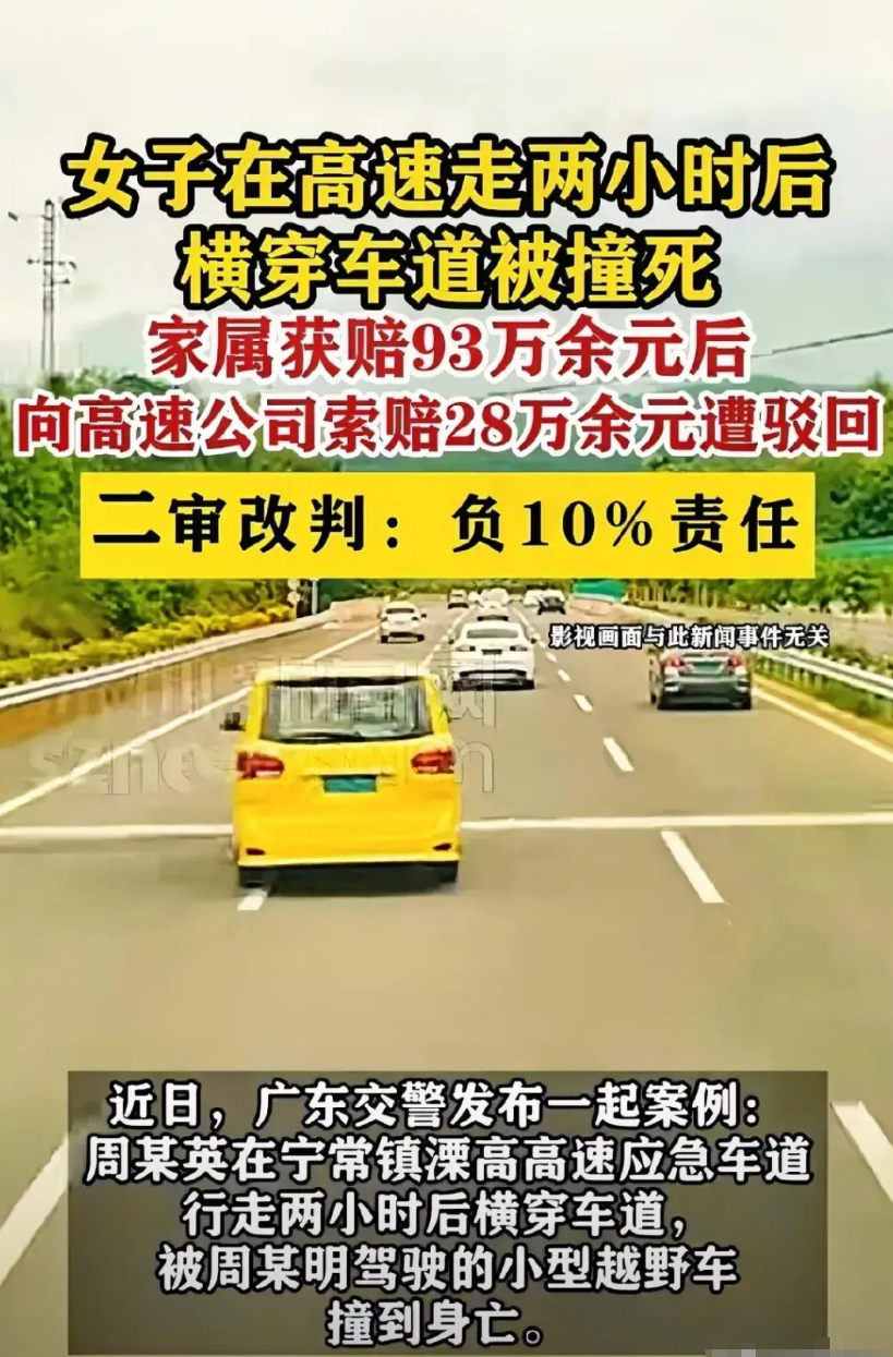 这也要赔？江苏南京，一女子不顾自身安全，闯入高速路上行走达两小时之久，而后又横穿