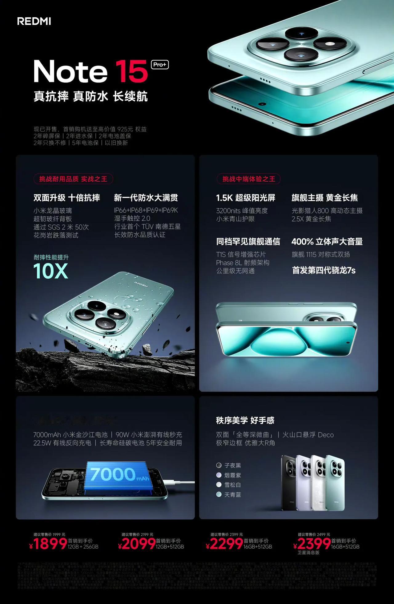 1899元起，红米Note14Pro+发布，搭载骁龙7sGen4处理器1