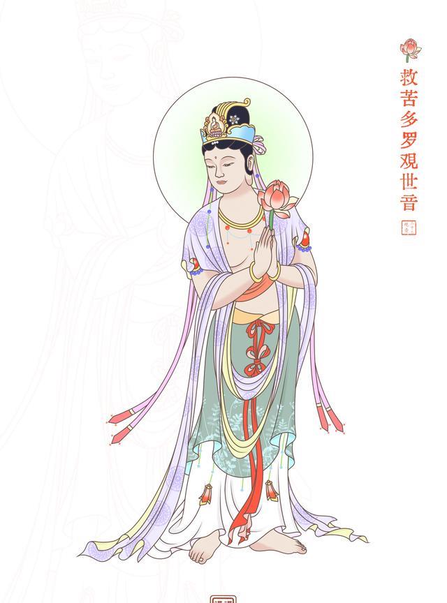 救苦多罗观世音，与乐拔苦现刹尘。甘露遍洒十方界，遍应六趣普现身。世人常困于高低