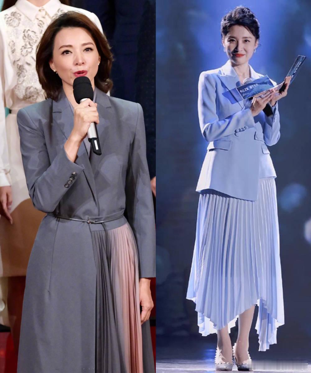 董卿周涛蕾丝边西装央视女神的蕾丝边西装穿搭有多惊艳！董卿知性优雅，周涛干练大气