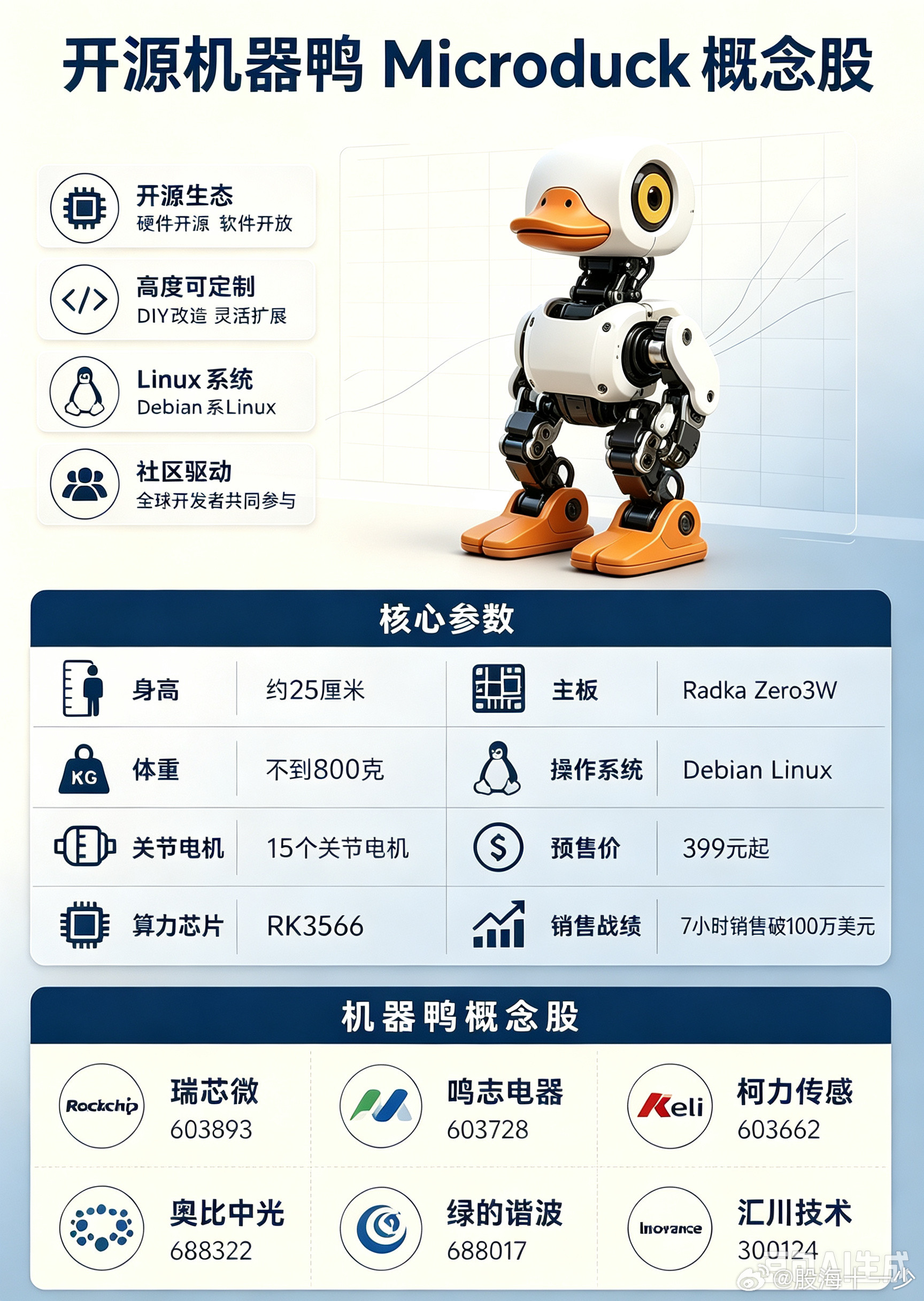 开源机器鸭Microduck概念股​​​汇总​​​