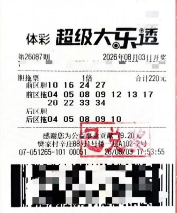 715万得主的4胆11拖票技术含量十足：极限定位4胆全中，剩余11个拖码也中一号