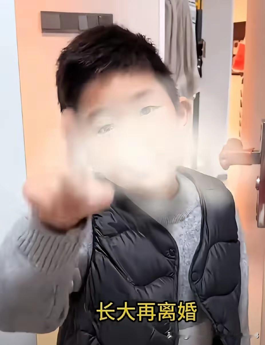 12月31日，广东一位妈妈动了离婚念头后征求儿子意见。儿子指着妈妈说：“长大再离