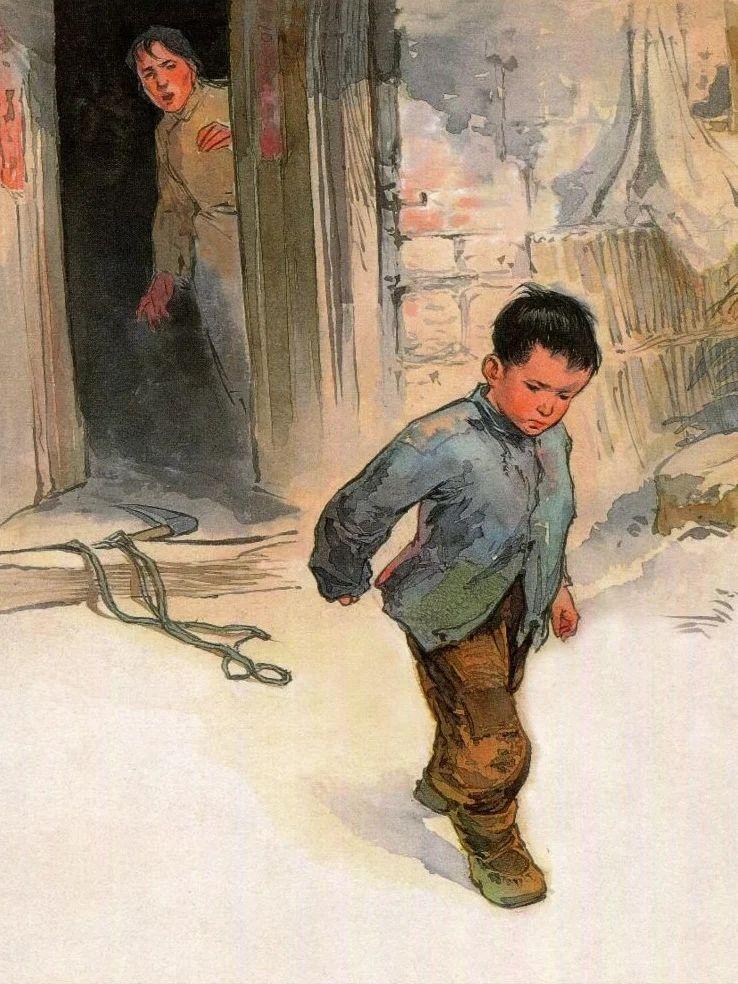 华三川1960年创作的经典彩色连环画《我要读书》，故事改编自高玉宝的自传体小说，