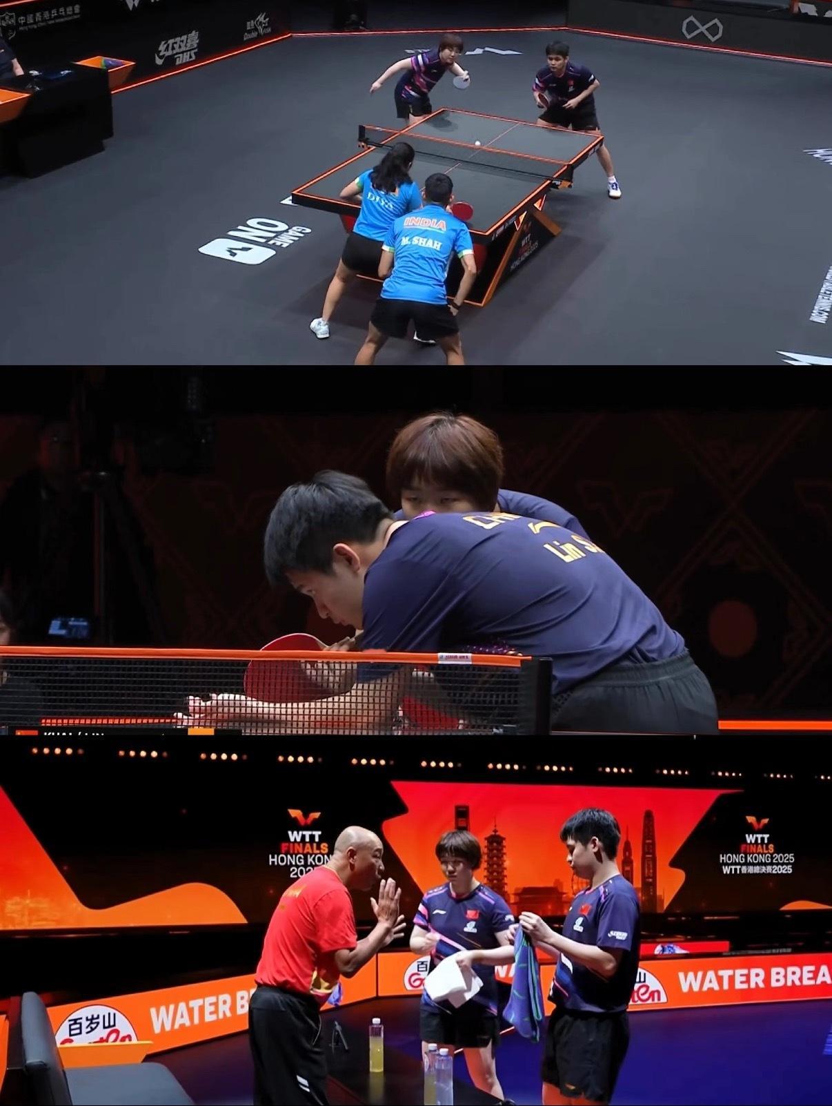 WTT香港总决赛混双循环赛，动漫组合（林诗栋/蒯曼）11-6沙/奇塔莱，总比分3