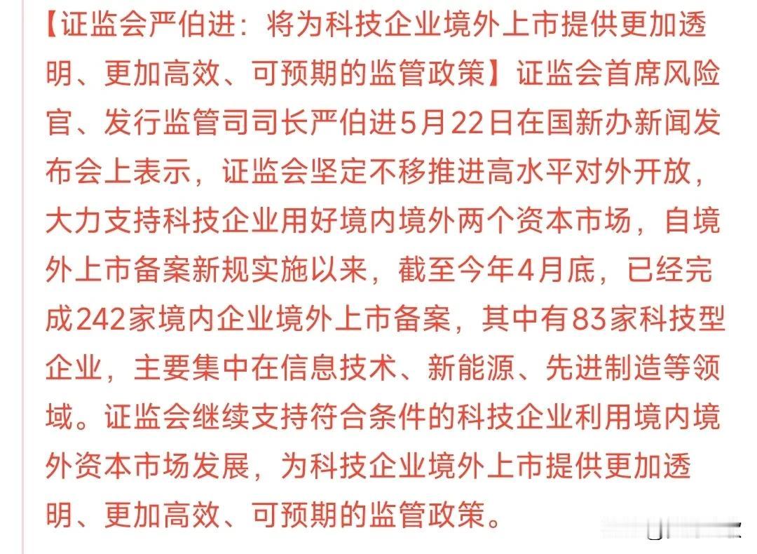 重磅，科技股得利好来了证监会：坚定不移推进高水平对外开放，大力支持科技企业用好