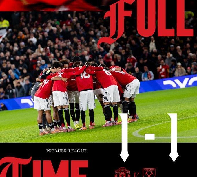 劫富济贫、难兄难弟英超第14轮最后一场比赛战罢，曼联坐镇主场1-1被西汉姆联绝