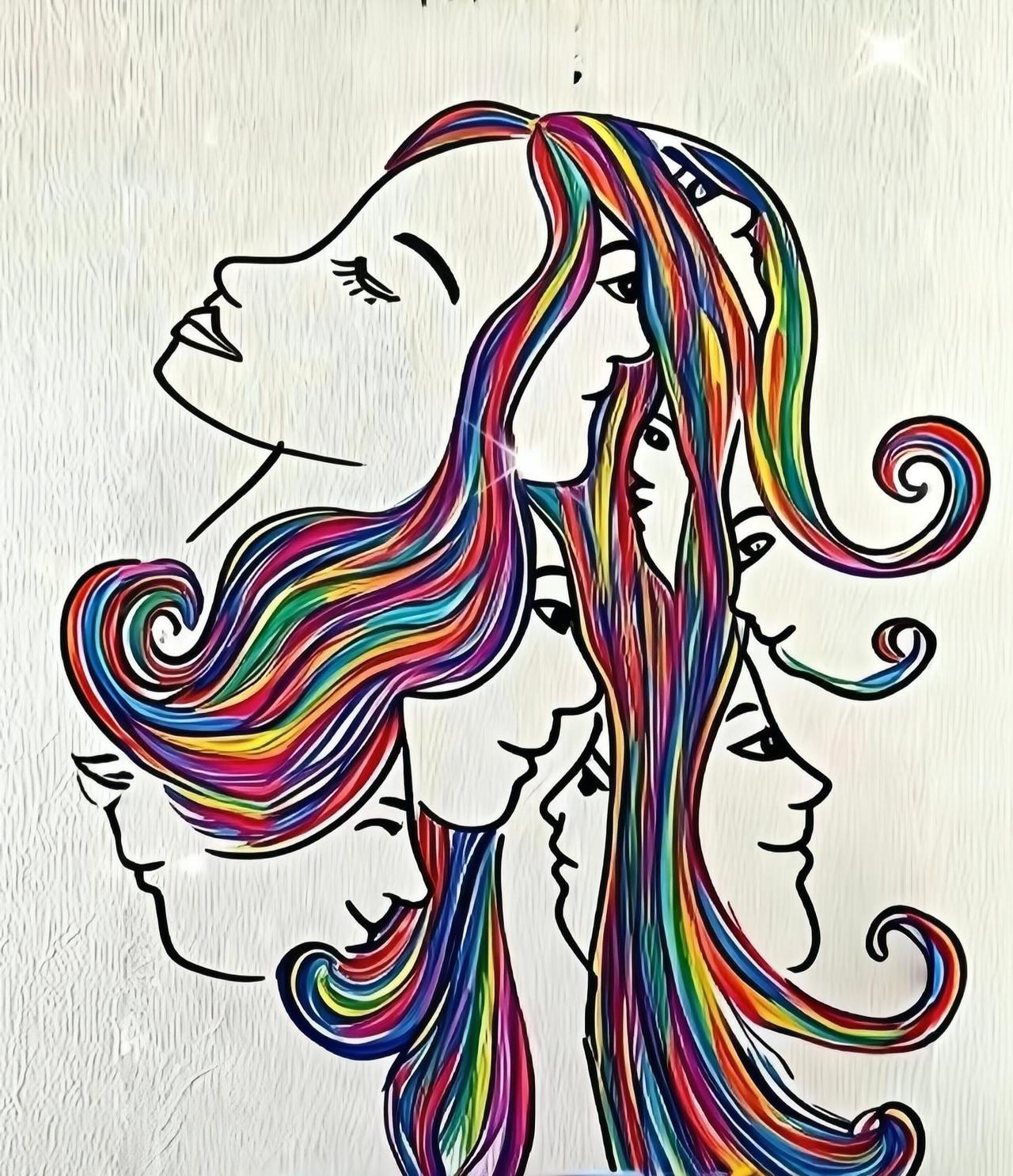 10张人脸，我只找到9张，另一张在哪里呢？奇妙的视觉错觉画。线条交织，藏了好