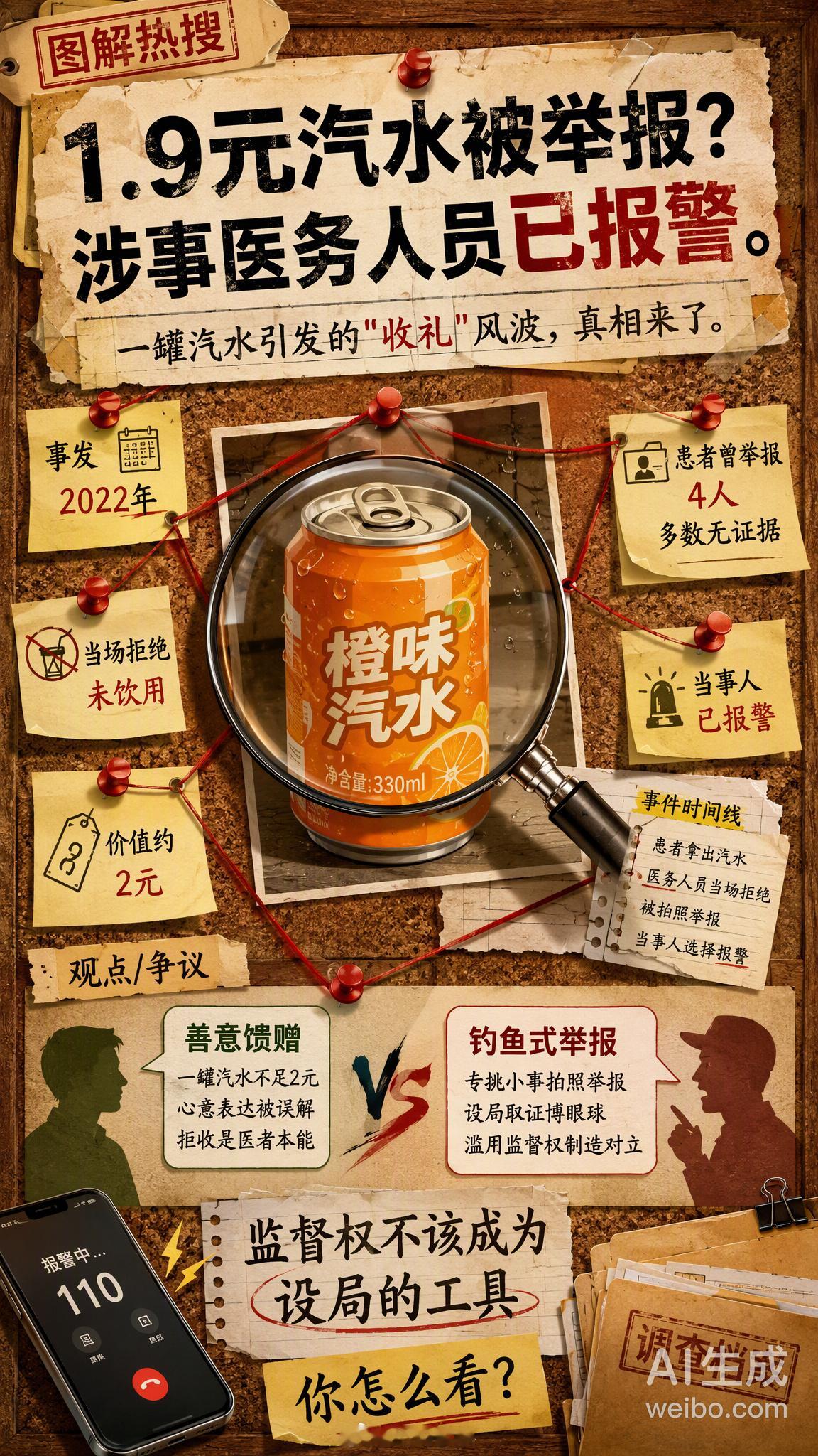 #1.9元汽水涉事医务人员已报警#监督公器，不该成为设局的工具。广东佛山一名患者给复星禅诚医院药房工