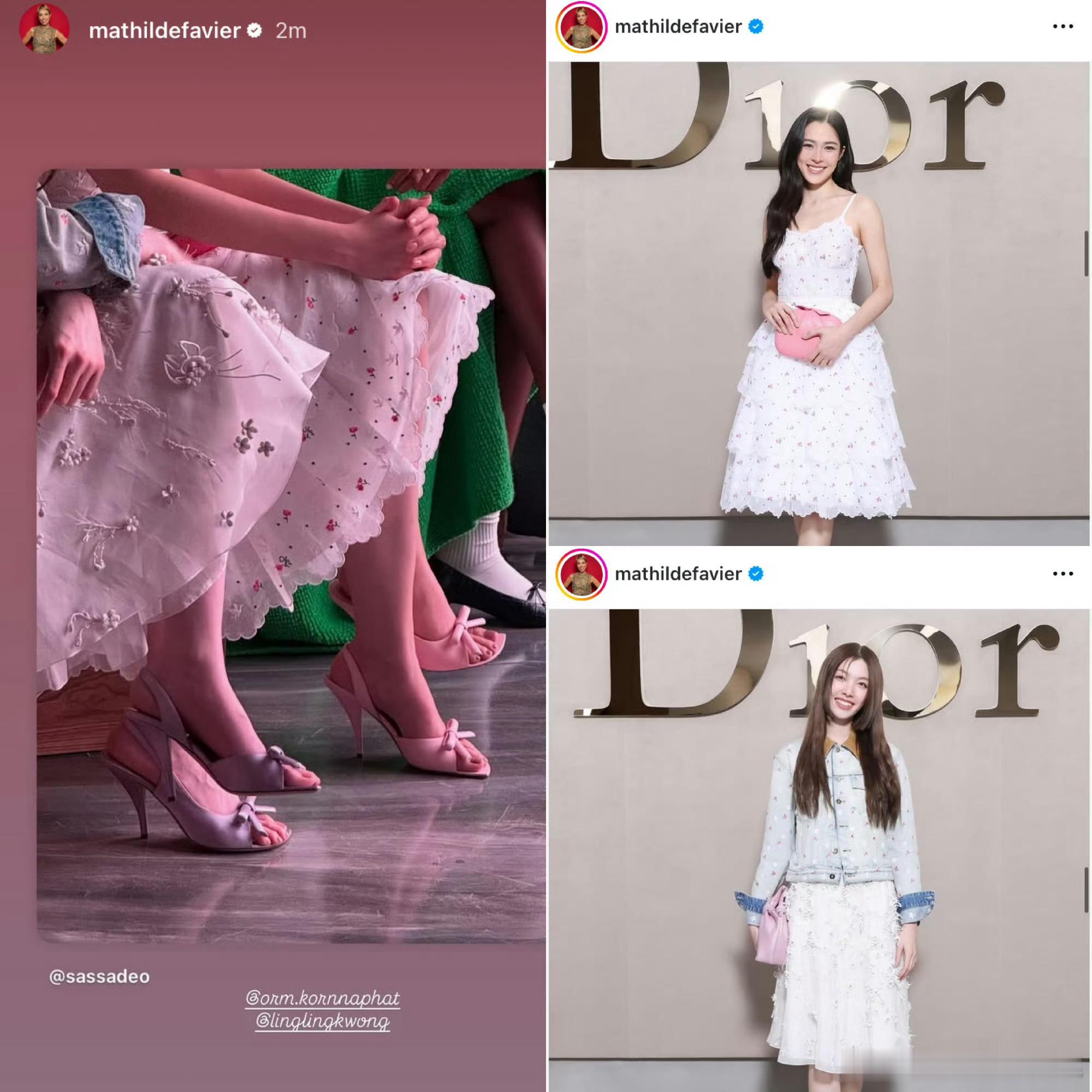 Dior公关总监认领了邝玲玲、OrmKornnaphat品牌大秀造型，蝴蝶结
