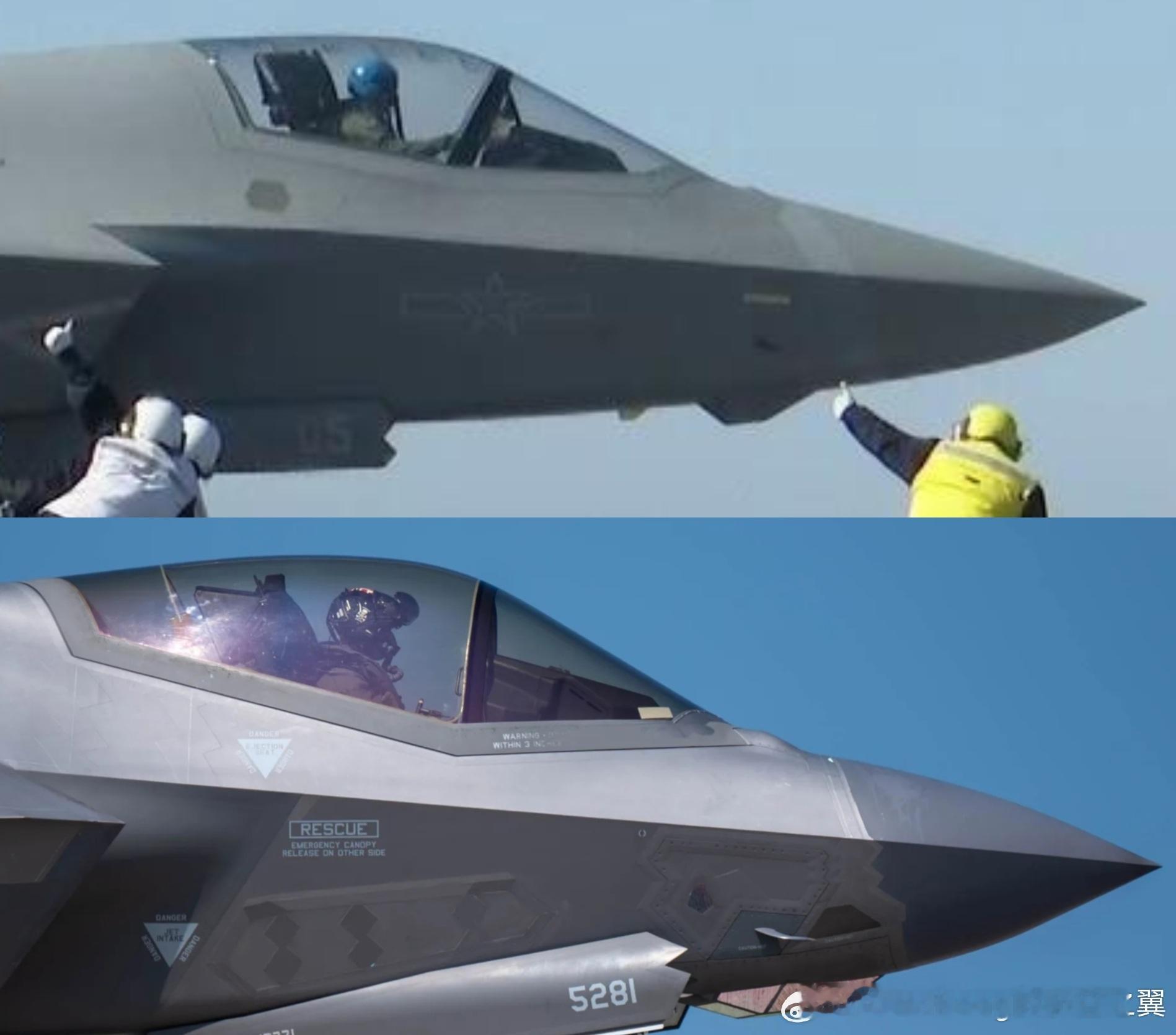歼-35和F-35机头对比，前者更加修长舒展​​​