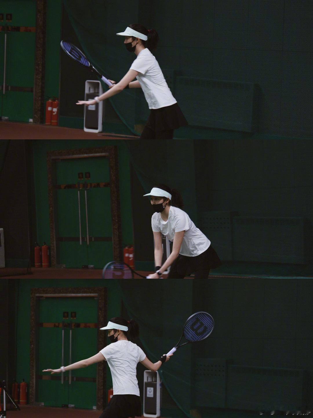 关晓彤解锁运动甜酷感～关晓彤网球场活力随拍，用汗水诠释