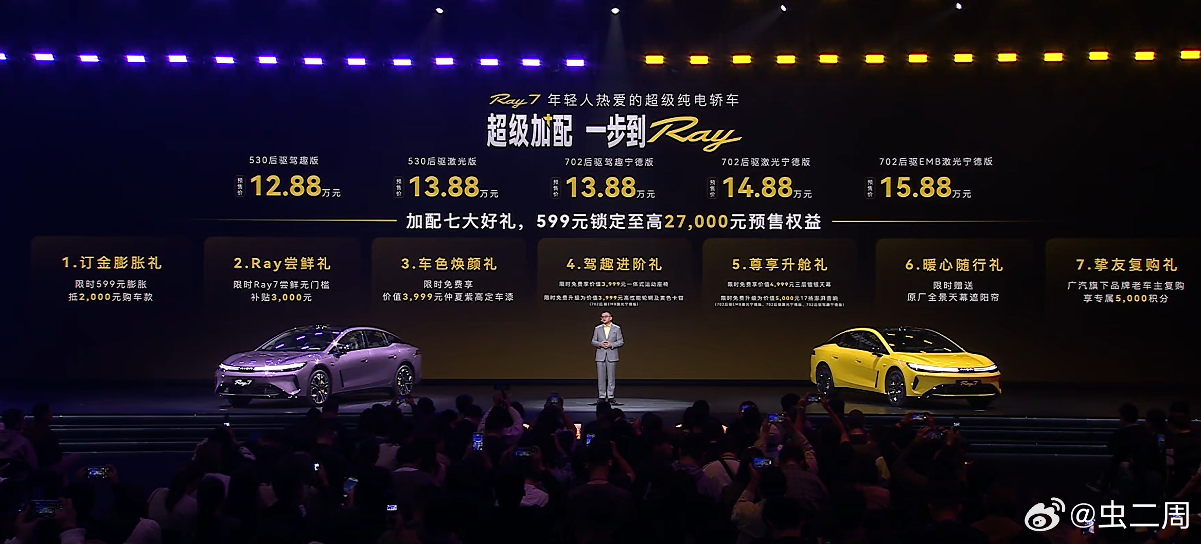 广汽埃安Ray7预售价格来了，12.88万元起，顶配15.88万元，一共推出5个