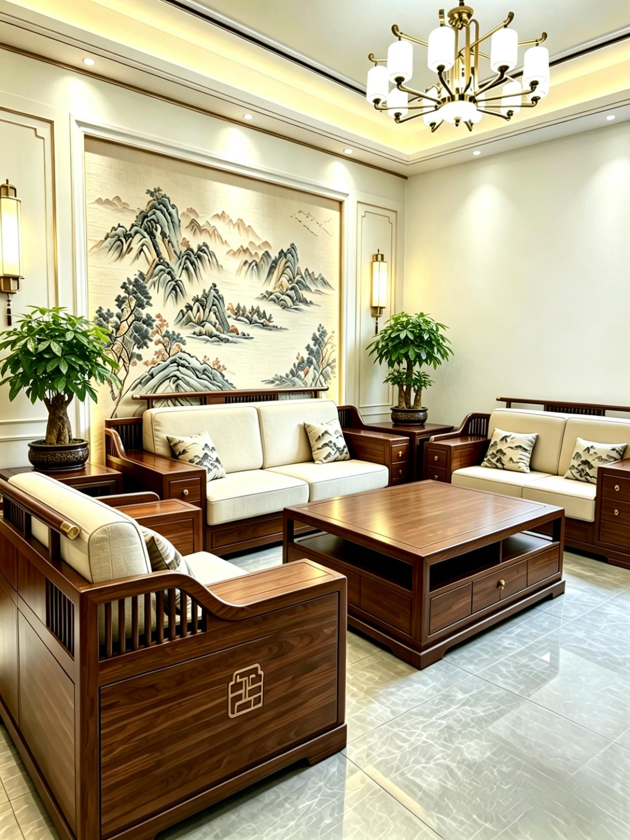 新中式风格沙发客厅新中式家具全屋定制家具客厅搭配中式美学