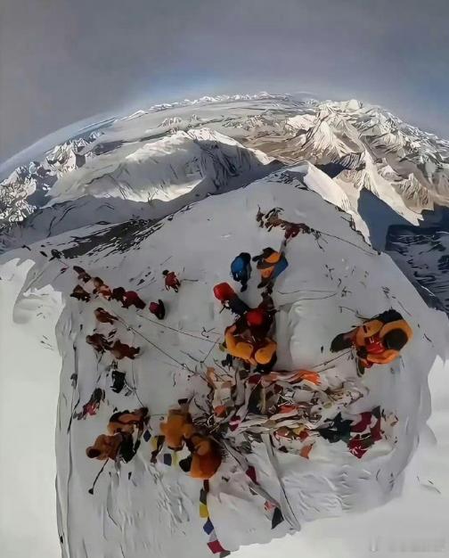 这就是珠穆朗玛峰的峰顶？这么看地球确实是圆的。