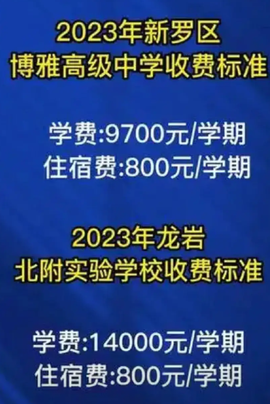 龙岩被指经济状况不太好，不过龙岩北大附属学校的学费却很高。这所学校是民办的，小学