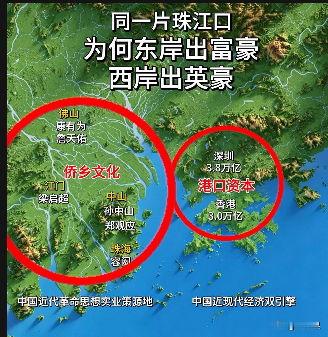 突然发现珠江口两岸一个最大的不同，就是东岸出富豪，西岸出英豪。东岸早期的香港到现