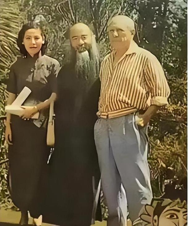 🌛1956年的巴黎，57岁的张大千带着妻子徐雯波，慕名前来拜会75岁的毕加