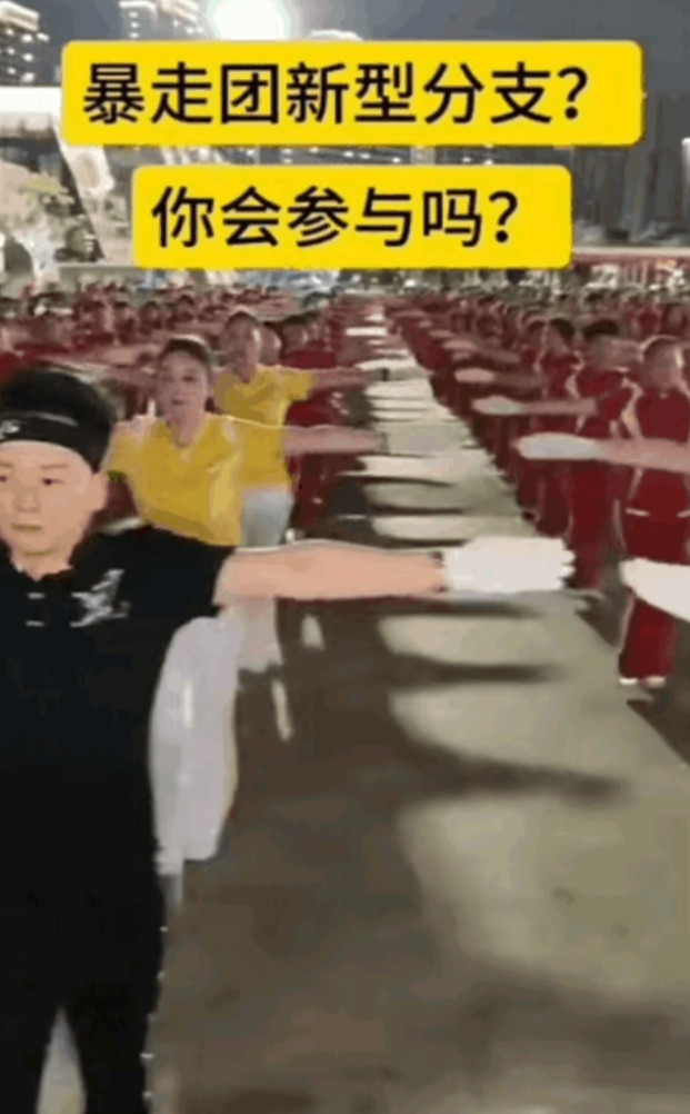 最近，百人暴走团火了，一大群退休中年男女统一服装，用整齐划一的步伐，昂首挺胸的走