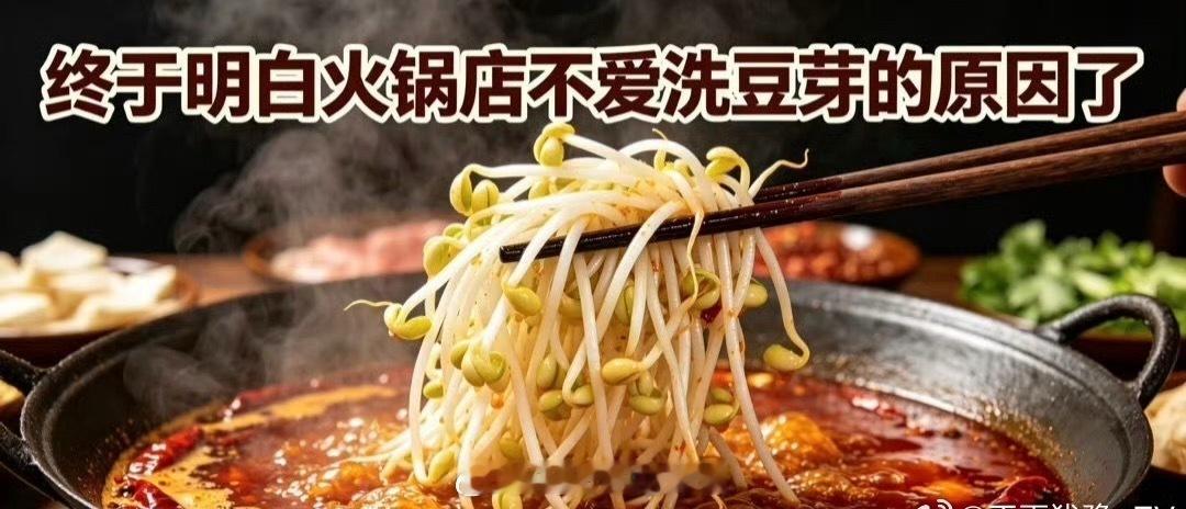 终于明白火锅店不爱洗豆芽的原因了原来洗豆芽这么麻烦，而且还不易存放​，吃火锅的