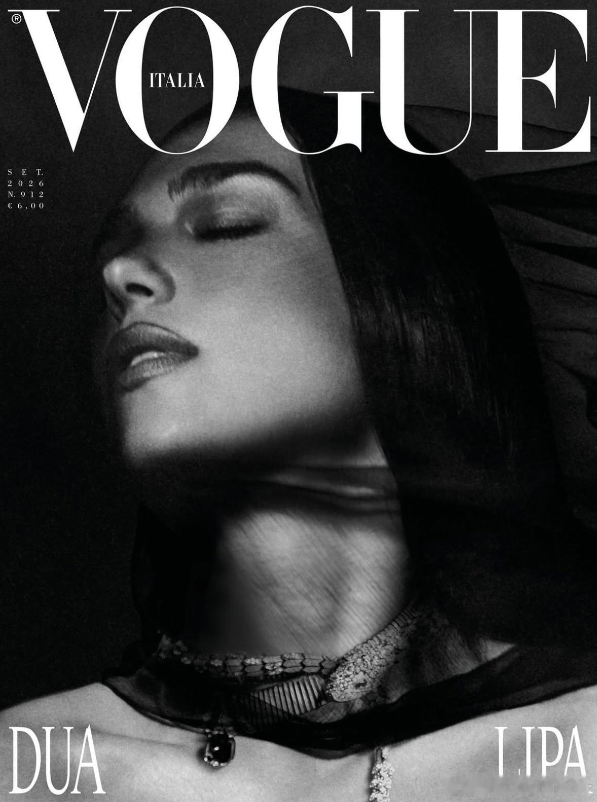 DuaLipa佩戴Bvlgari珠宝登上VOGUEItalia九月刊封面。宝