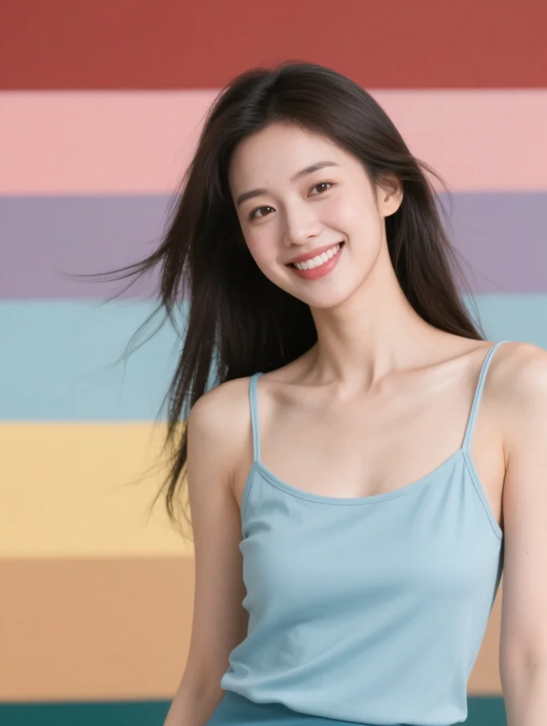 自信光芒由内而外散发，明媚张扬自成焦点。