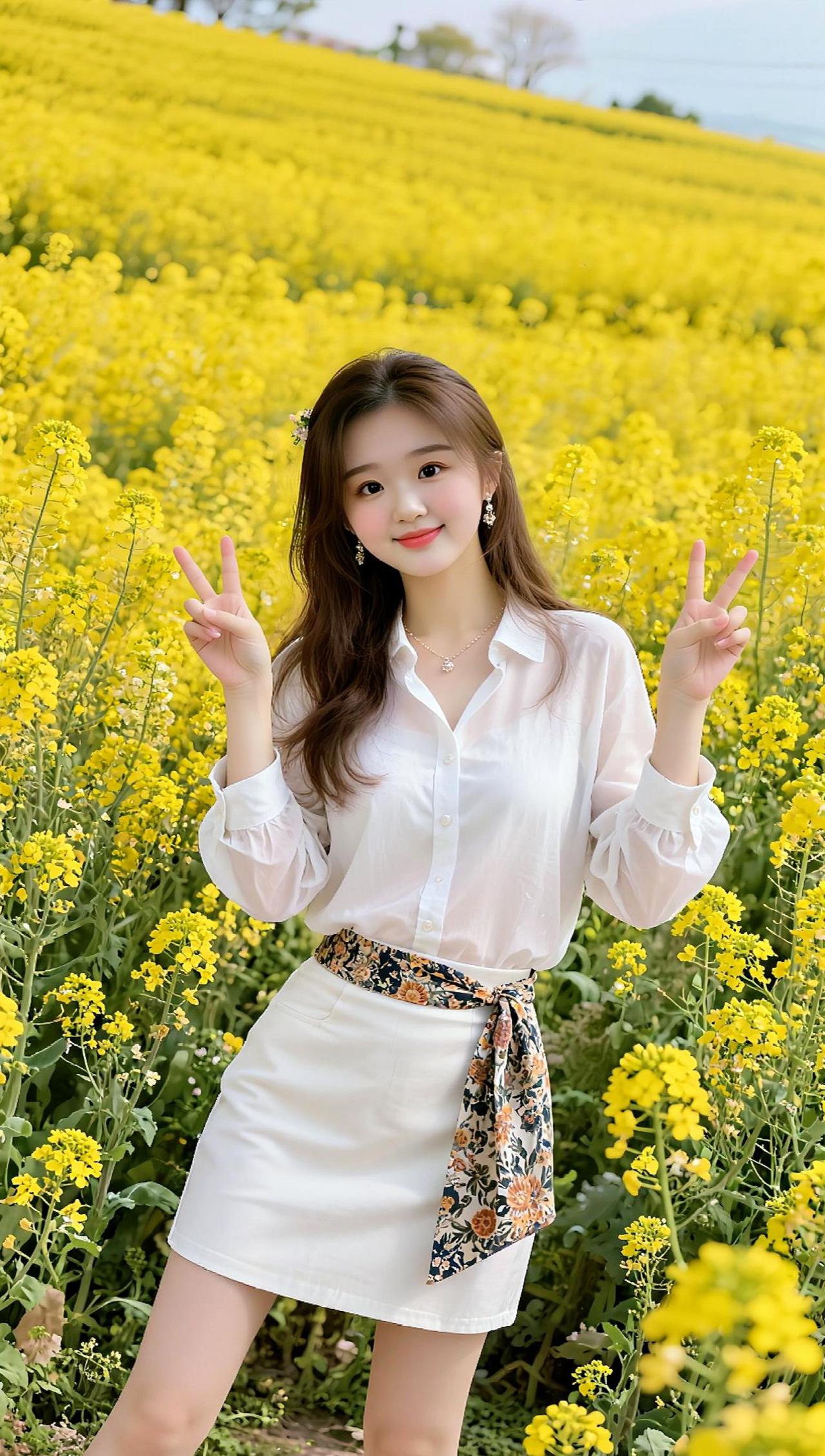 花开油菜花拍照姿势油菜花海拍照油菜花拍照打卡抖音玩法合伙