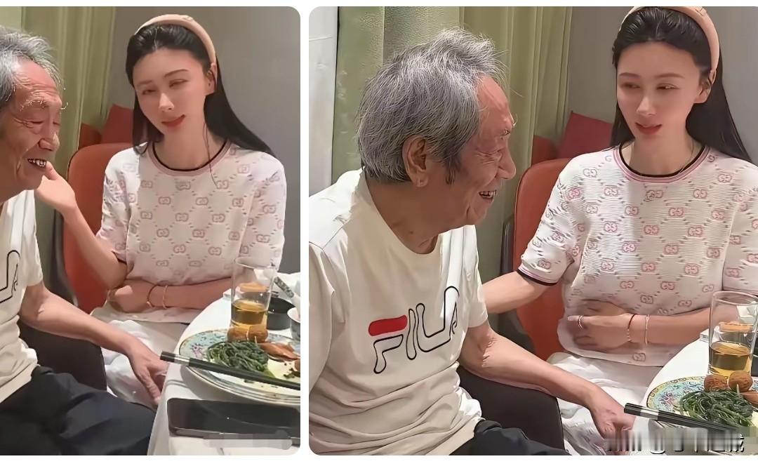 老戏骨王奎荣的幸福晚年。一个貌美如花，一个白发苍苍，但凡是个思维正常的人都能发现