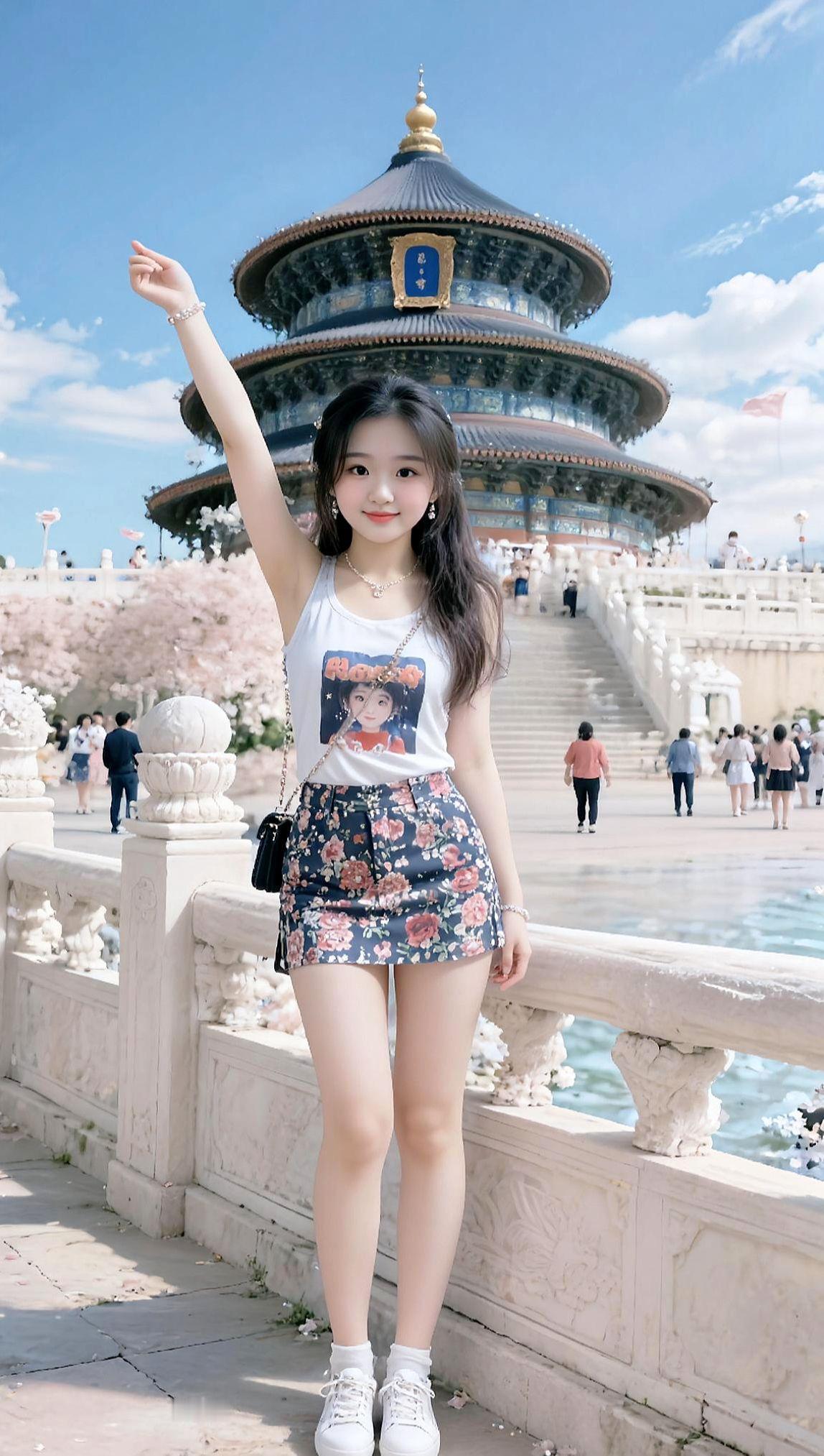 小姐姐来一张美女对着天空照