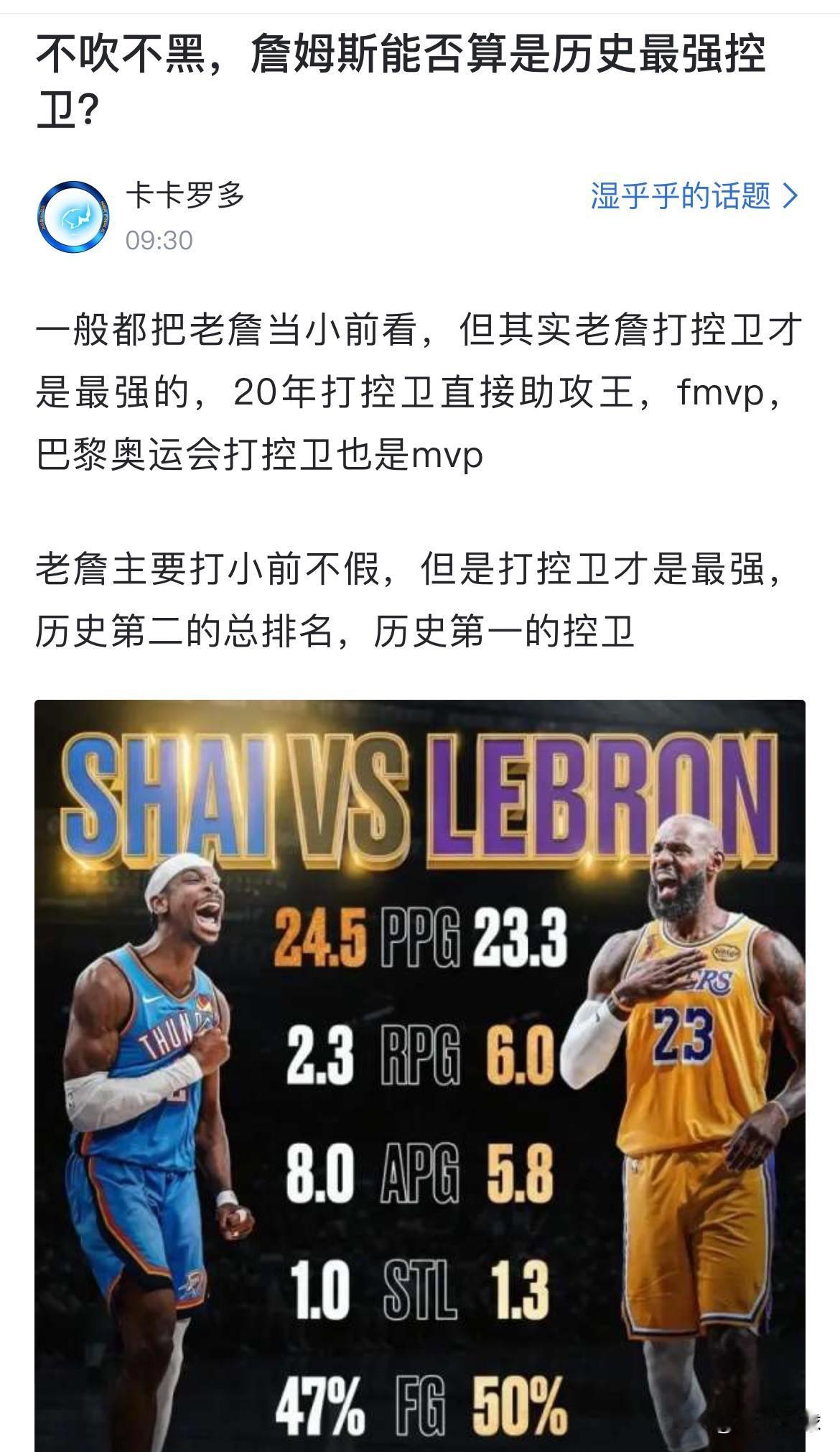 不吹不黑，詹姆斯能否算是历史最强控卫？