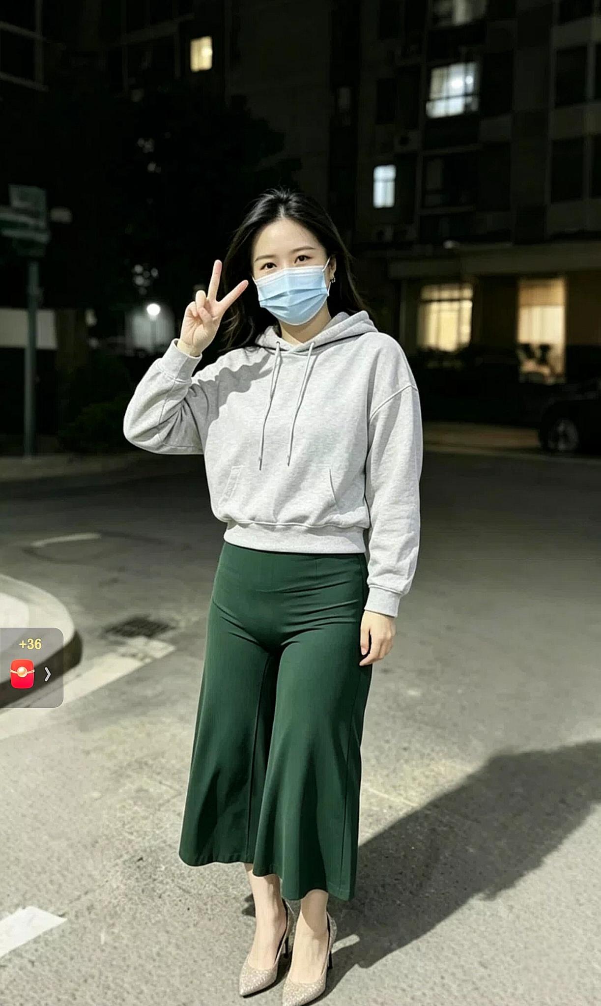 靓丽少妇晚上散步自拍。