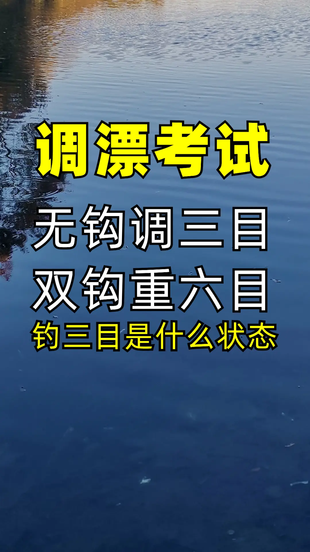 无钩调三目，双钩重六目，问：调三钓三，双钩水下是什么状态？半水调漂的正...